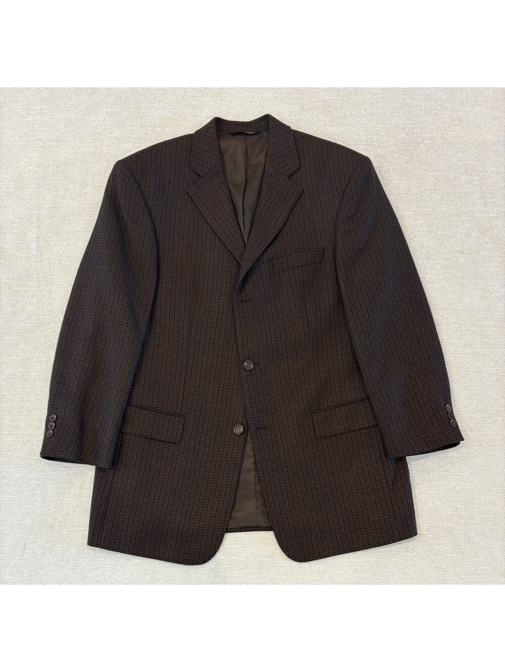 Joseph & Feiss Brown Houndstooth Lambswool Sport Coat Blazer 41 Regular